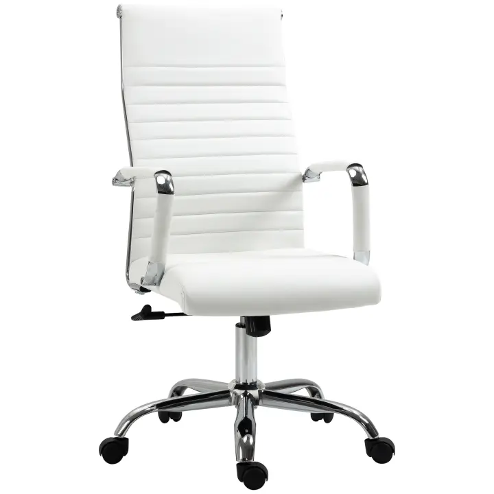 Vinsetto Silla de Oficina Ergonómica Silla de Escritorio Giratoria 360° Basculante con Altura Ajustable y Ruedas Reposabrazos Piel Sintética 54x62x104-114 cm - 1