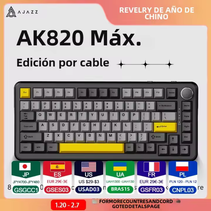 Teclado Mecánico AJAZZ Magnetic Shaft AK820MAX Gaming Con Cable Triple Modo Personalizable Teclado Estándar De 82 Teclas Interfaz USB - 1