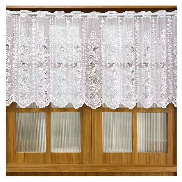 Cortinas Blancas De Encaje Transparentes Para Cocina Y Dormitorio Cortinas Voile Cortas De Café Media Para Decoración De Habitaciones Y Armarios - 1