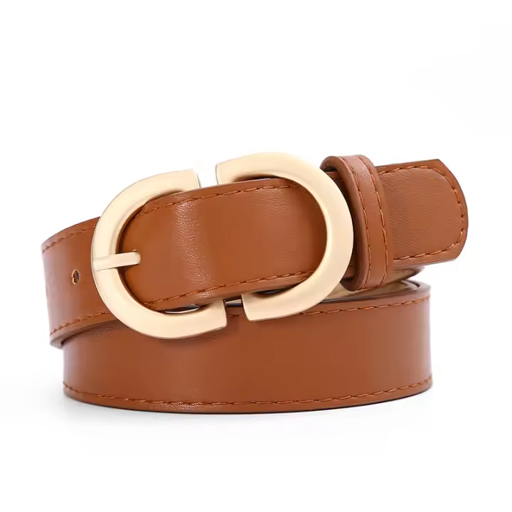 Cinturón basico para Mujer, 100% Piel Auténtica, cinturón con elegante cabeza Doble, ancho aprox. 3,3 cm, fabricado en Alemania. - 1