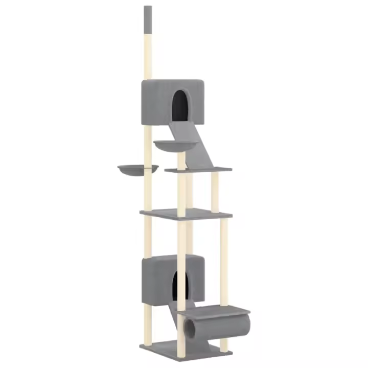 Árbol limpiador para Gatos suelo a techo gris Claro 277-303 cm - 1