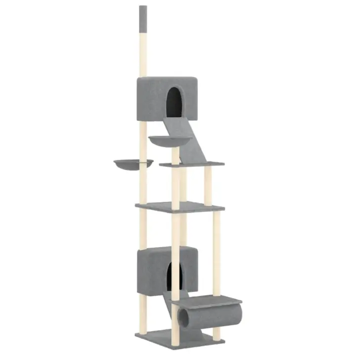 Árbol limpiador para Gatos suelo a techo gris Claro 277-303 cm - 1