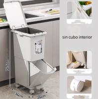 Cubo de Basura de Control de Olores de Doble Capa Extra Grande - Espacioso, Operado con Pedal, Separación Húmedo/Seco, Tapa Incluida, Perfecto para Almacenamiento y Organización en el Hogar - details 2