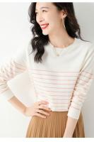 Suéter De Punto Para Mujer 2025 Estilo Oficina Lady Con Rayas Cuello Redondo Manga Larga Suéter Caliente Y Suave Para Todas Las Estaciones - details 10