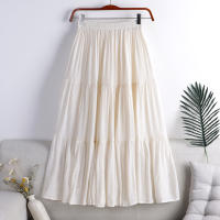 Falda Midi Marrón Cottagecore Para Mujer Y Adolescentes Blusa De Lino Y Poliéster Baja Aireada Vintage Fairycore Estilo Americano Retro - details 3