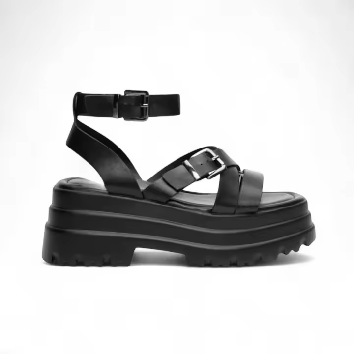 Sandalias mujer negro y leopardo con plataforma y triple suela.Comodidad y Estilo para Verano Planta del pie acolchada Diseño Elegante y Ligero Altamoda - 1