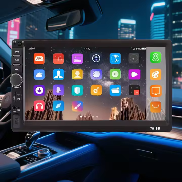 Sistema Multimedia CarPlay para Automóviles - 7 Pulgadas 2Din, 90dB Sonido, Reproducción MP4/FLV, Cámara de Reversa - 1
