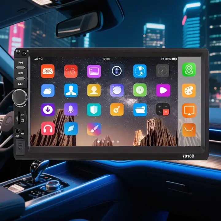Sistema Multimedia CarPlay para Automóviles - 7 Pulgadas 2Din, 90dB Sonido, Reproducción MP4/FLV, Cámara de Reversa - 1