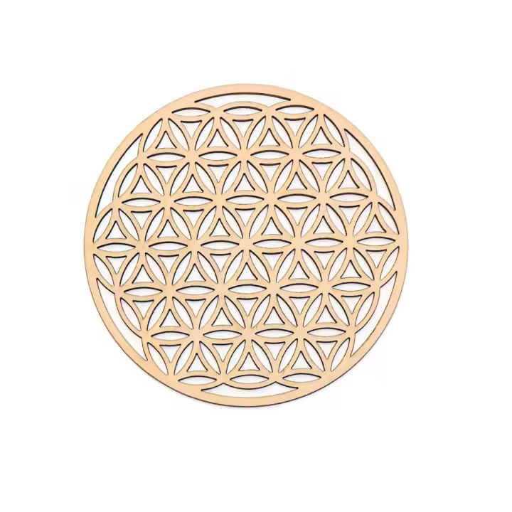 1PC Flor De La Vida Circulo Redondo Carved De Madera Natural Para Set De Piedras Y Cristales Decoración Y Hechicería DIY - 1