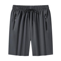 Shorts De Verano Para Hombre Con Bolsillos Cierre De Cremallera Y Cordón Ice Silk Para Playa Y Deporte Longitud De Rodilla - details 6