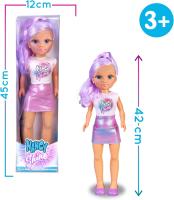 Nancy Shine , Purple, Muñeca con el Pelo Largo con Mechones Metalizados de Color Morado, Vestido de Falda Morada Metalizada y Top Blanco Famosa NAC70310 - details 1