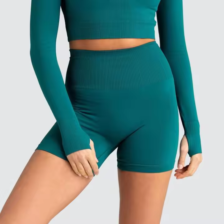 Ropa de Yoga de tela súper suave, pantalones cortos de gimnasio con realce, mallas deportivas de cintura alta para mujer, pantalones cortos de entrenamiento para correr y ciclismo - 1