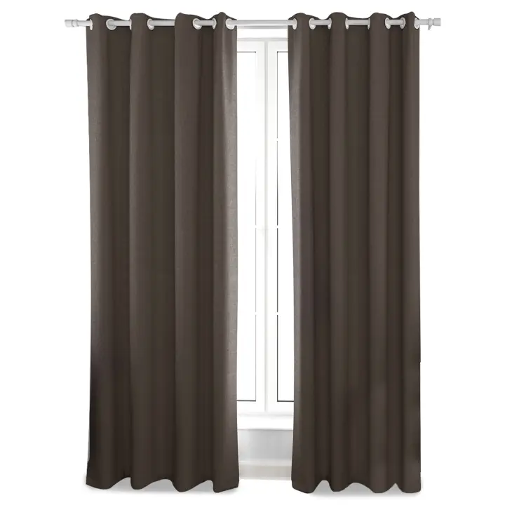 Cortinas Opacas Blackout Oscurecimiento De La Habitación, Ojales Cortinas Grises, Cortinas  Térmicas Aislantes del Frio y del Calor, 2 Piezas con Anillos Plateados 140x260cm. Ideal para dormitorio y salón. - 1