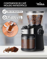 LA MOUSTACHE Molinillo de Café Eléctrico 200W, Capacidad 190gr, Mecanismo de Rebabas Planas - details 1