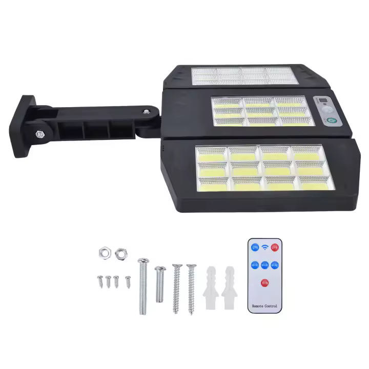 Lámpara de pared solar 33COB con sensor de movimiento y control remoto IP65, resistente al agua, para jardín y exterior - 1