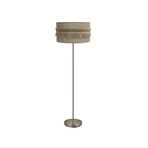 FABRILAMP Lámpara de Pie Salón Kala 1xe27 Cuero/Saco 164x40x40 Cm con Flecos - Diseño Elegante - 1