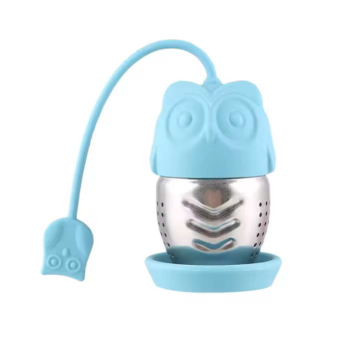 Infusor de té de silicona búho/paraguas flotante con filtro de especias de hierbas-Colador de té reutilizable con bandeja extraíble - 1