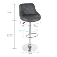 Aqrau - Taburete de Bar con Respaldo Cromado, Ajuste de Altura - details 2