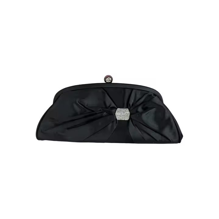 Everlyx - Bolso de fiesta con lazo y cadena brillante - Clutches - Negro - Mujer - 0854 - 1