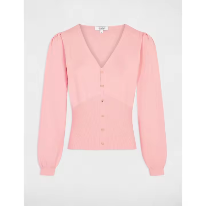 Jersey Morgan modelo MSAM color rosa con botones - 1