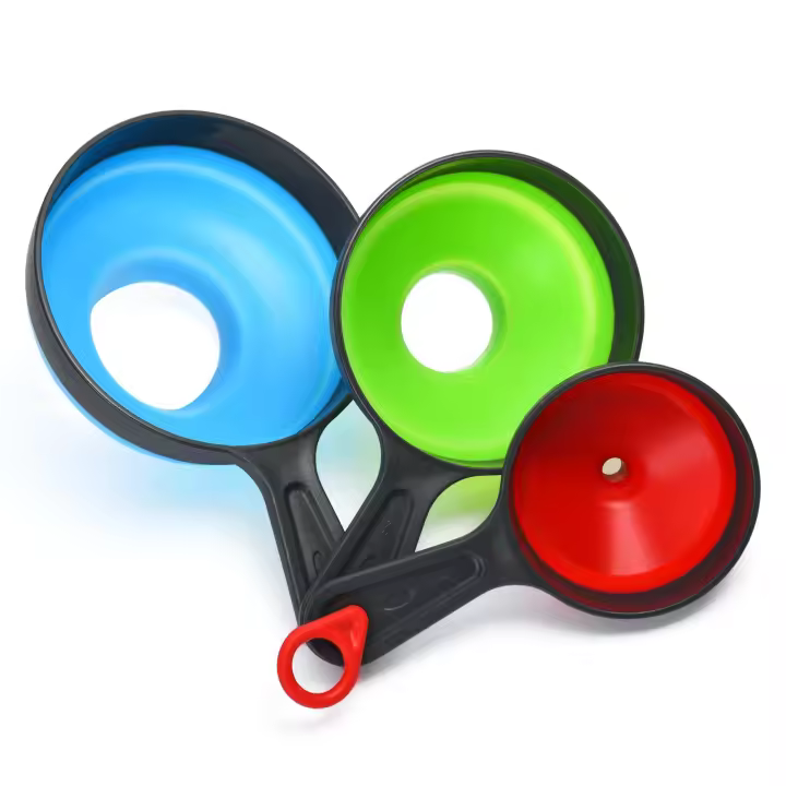 Juego De 3 Funcales Plegables Y Telescópicos De Silicona Para Cocina Con Boca Ancha Herramientas Para Rellenar Jarros De Especias Y Aceite - 1