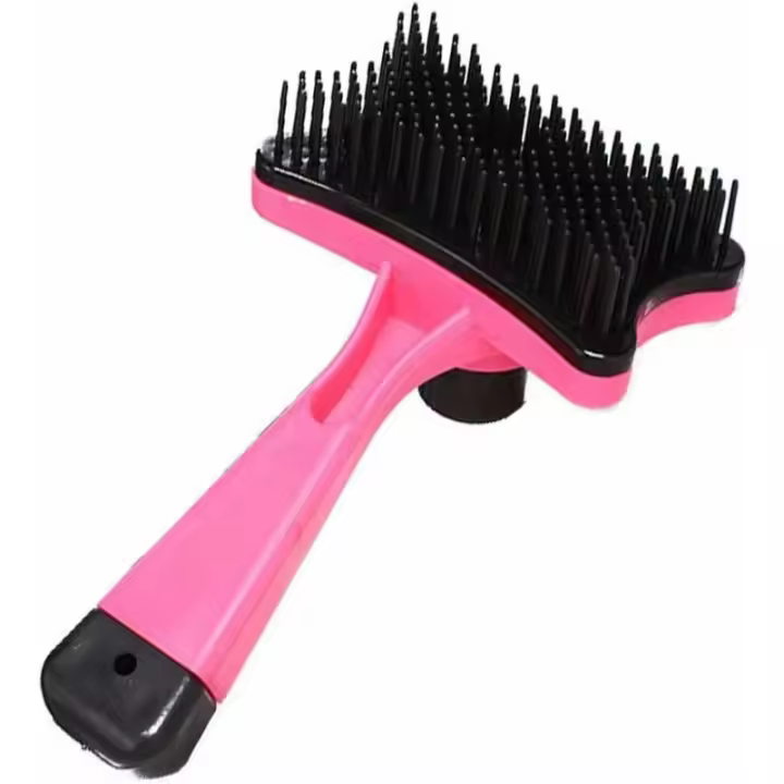 Cepillo para mascotas Perros y gatos Peine de baño para mascotas autolimpiante, herramienta de aseo para mascotas - Limpieza con 1 clic (rosa) - 1