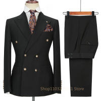 Conjunto De Traje Formal Para Hombre Con Botones Y Bolsillos Chaqueta De Negocios Estilo Turndown Collar Para Citas Y Bodas Traje Elegante De Cuatro Estaciones - details 3