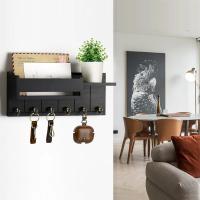 Porta-llaves Decorativo Y Organizador De Correo En Madera Rustica Con 6 Ganchos Para Llaves Soporte De Pared Para Sala De Estar Entrada - details 1