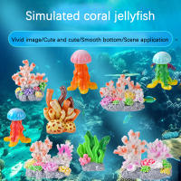 Mini Acuario De Resina Con Decoraciones De Plantas Y Rocas De Coral Artificiales Accesorios Colores Variados Para Escritorio - details 0