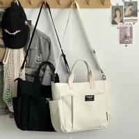 Bolso De Hombro Único De Lona Para Mujer Estudiante Capacidad Grande Estilo Minimalista Urbano Diagonal Cruzado Ecológico - details 18
