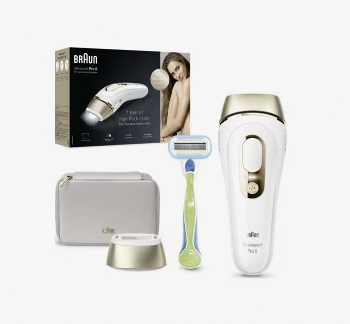 Braun Silk·expert Pro 5 PL5052 - Depiladora IPL Unisex para Depilación Permanente en Casa, Incluye Cabezal Estándar, Maquinilla Venus y Funda Blanda, Producto Europeo con Garantía Oficial.