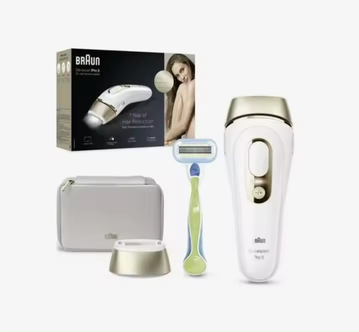 Braun Silk expert Pro 5 PL5052 Depiladora de Luz Pulsada (IPL) Unisex, Depilación Permanente del Vello Visible en casa, incluye 1 Cabezal Estándar, Maquinilla de Depilación de Venus y una Funda Blanda de Braun. - 1
