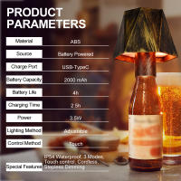 Lámpara LED Recargable Impermeable Con Interruptor Táctil Para Botella Luz Nocturna Creativa Para Bar Y Café Ajustable Para Atmosfera Retro - details 6