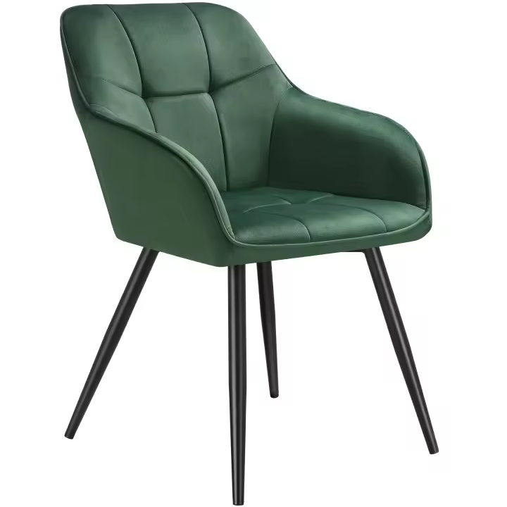Tectake - Silla de comedor Marilyn 58 x 62 x 82 cm, Efecto terciopelo, Acolchado, Silla para salón o dormitorio, Mueble moderno, Respaldo continuo, Patas de acero esbeltas, Pies regulables en altura, Sillas para salón modernas, Capacidad de carga 120 kg - 1