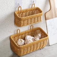 Cesta De Almacenamiento Para Jengibre Y Ajo Montada En La Pared Cesta Colgante De Plástico Tejida Para Cocina Cesta De Rattan Ecológica - details 1