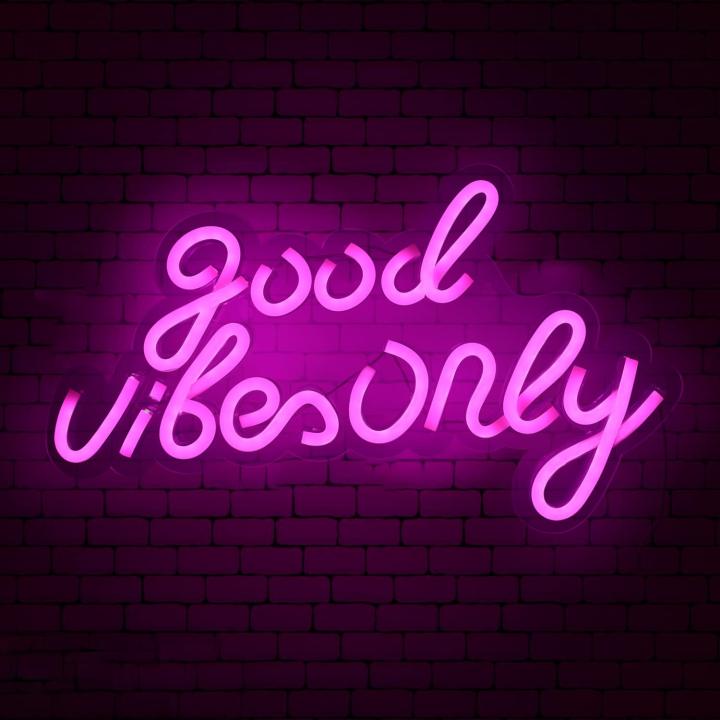 Letra Neón Personalizable 'Good Vibes Only' En Azul Y Rosa Para Decoración De Pared Del Dormitorio Luz LED USB Con Interruptor Para Fiesta Bar Lámparas