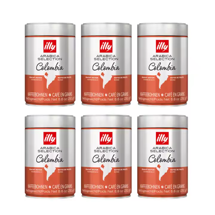 Pack 6 x Illy Café en Granos Colombia 250 gr 100% arábico - 1
