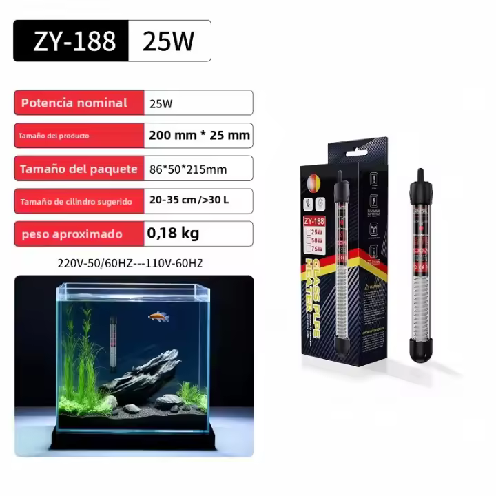 Termostato Ajustable Para Calentador De Agua Submersible Para Acuario De Peces 25W 50W 75W 100W 200W 300W Con Enchufe EU/US - 1