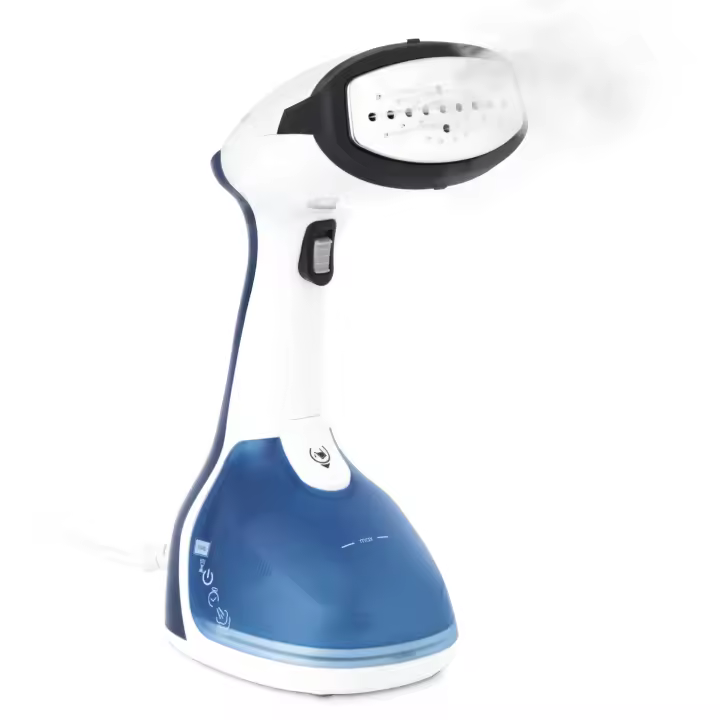 H.Koenig Plancha Vapor Vertical Muy Potente, 1640 W, 24 g/m, Suela de Acero Inozidable, Depósito de Agua Extraíble de 250 mL, Autonomía Ilimitda, Ideal para Viaje, Azúl STM10, Plastico, Azul - 1