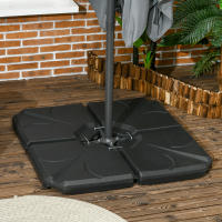 Outsunny Base para Sombrilla de 4 Piezas Soporte para Parasol Rellenable con Arena 72 kg o Agua 56 kg para Jardín Patio Terraza Negro - details 1