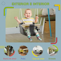 AIYAPLAY Columpio para Bebés de 9-36 Meses con Cuerdas Ajustables Columpio Infantil con Asiento Acolchado Carga 70 kg para Interiores y Exteriores 40x40x110-180 cm Gris Oscuro - details 6