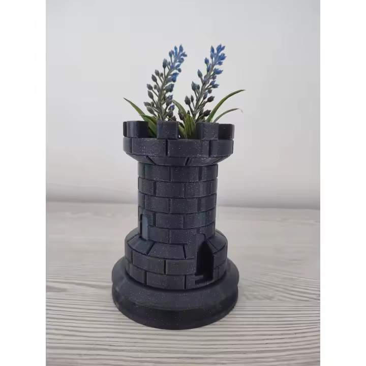 Maceta con forma de la torre del juego ajedrez - Decoración para el hogar y jardín - 3DRoots - 1