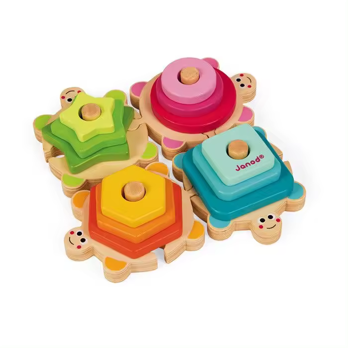 JANOD - Tortugas de Formas I Madera (Madera)-Juguete Educativo de Madera para niños de 18 meses a 4 años - 1
