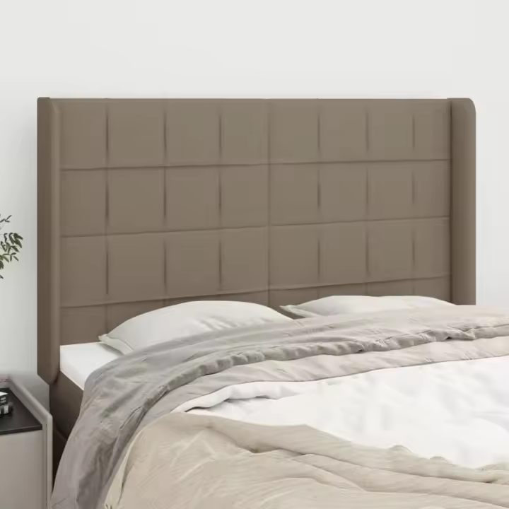 vidaXL Cabecero con orejas de tela gris taupe 147x16x118/128 cm - 1