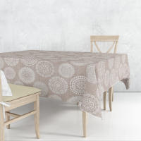 Lafabricadelastelas- loneta Mandala por metros algodón estampado color gris y beige, lavable, tejido de calidad, decoración hogar cocina, salon, comedor. Hecho en España. - details 2