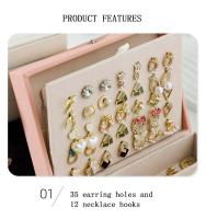 Caja De Almacenamiento De Joyas De Cuero PU Portátil Gran Capacidad Para Viaje Organizador De Joyas Con Mostrador a Prueba De Polvo Para Collares Pendientes Y Anillos - details 7