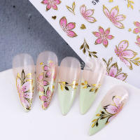 3pcs Etiquetas De Uñas Elegantes Con Líneas Metálicas Doradas Y Flores 3D Decoraciones Para Manicura DIY Tamaño Alrededor De 9.5x6.4cm - details 7