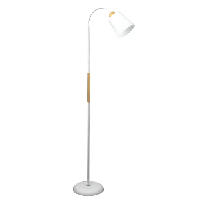 BEL AIR HOME - Pie de Salón SWEDEN - 1xE27 - diseño nórdico - brazo orientable y detalles en madera - lámpara de lectura y comedores, portalámparas E-27 - 1