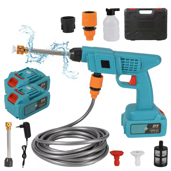 Portátil 21V 30BAR Inalámbrica de Alta Presión Pistola de Agua para Lavado de Coches 300W Motor de Cobre Puro 4.1L/min Descarga de Agua Doble Batería Larga Vida de Lavado de Coches Pistola de Agua de Limpieza Eléctrica Multifunción - 1