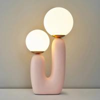 Lámpara De Mesa Creativa Con Resina De Arte Doble Final En Blanco Rosa Verde Para Decoración De Sala De Estar Y Dormitorio Fuente De Luz LED Incluida Fuente De Alimentación AC - details 0